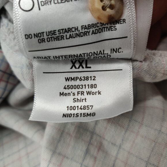 Ariat FR Work Shirt Mens 2XL XXL Flame Resistant HRC2 Plaid Button Up 10014857 - Picture 11 of 15